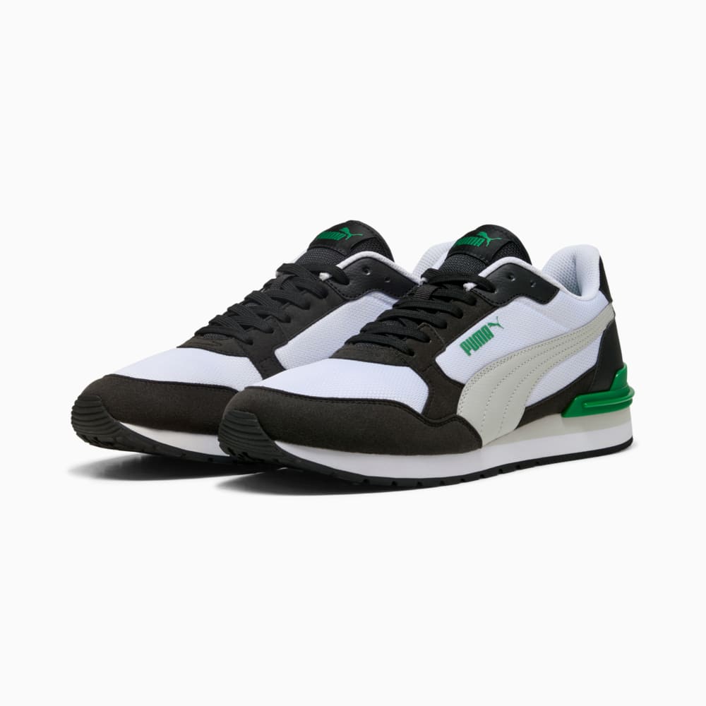 Изображение Puma Кроссовки ST Runner v4 Mesh Sneakers Unisex #2: PUMA White-Cool Light Gray-PUMA Black-Archive Green