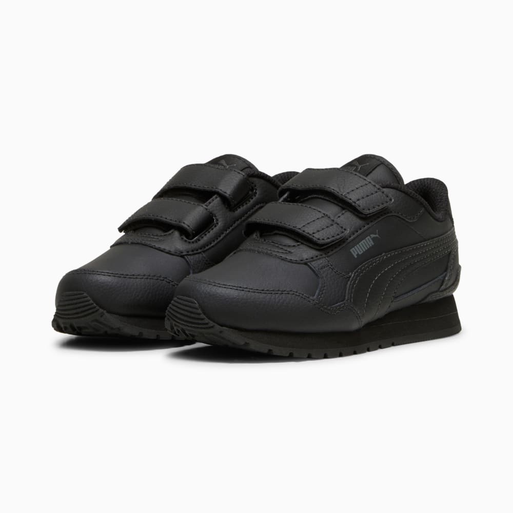 Изображение Puma Детские кроссовки ST Runner v4 Leather Sneakers Kids #2: PUMA Black-Shadow Gray