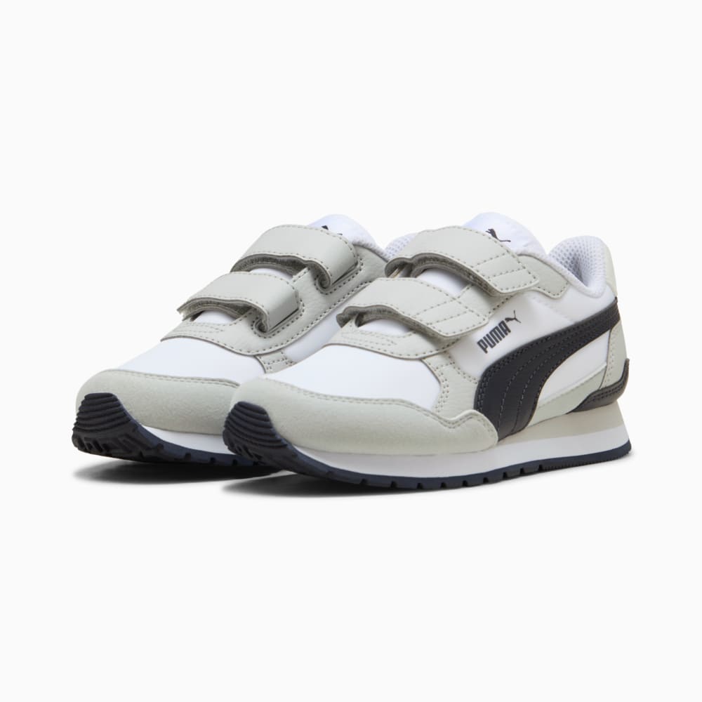 Изображение Puma Детские кроссовки ST Runner v4 Nylon Sneakers Kids #2: PUMA White-New Navy-Cool Light Gray