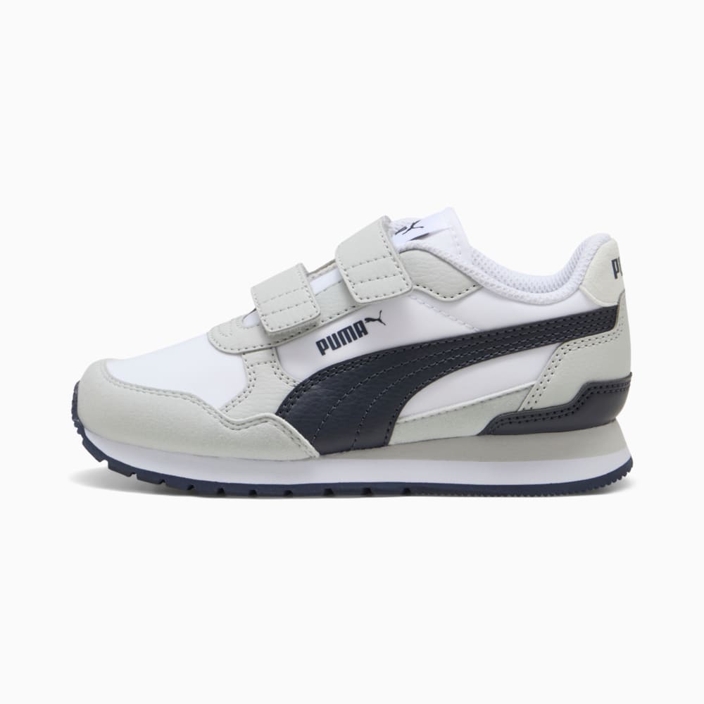 Изображение Puma Детские кроссовки ST Runner v4 Nylon Sneakers Kids #1: PUMA White-New Navy-Cool Light Gray