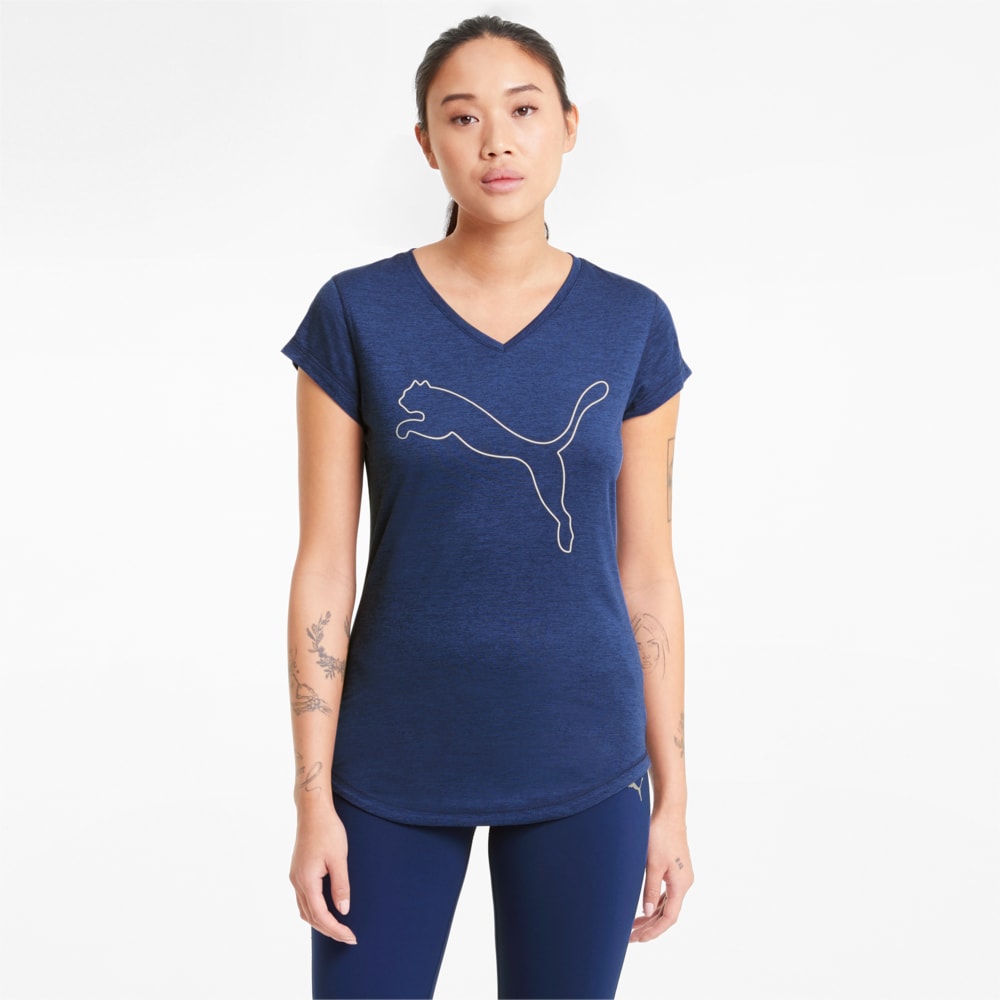 Изображение Puma Футболка Favourite Heather Cat Women's Training Tee #1: Elektro Blue Heather-Cat outline