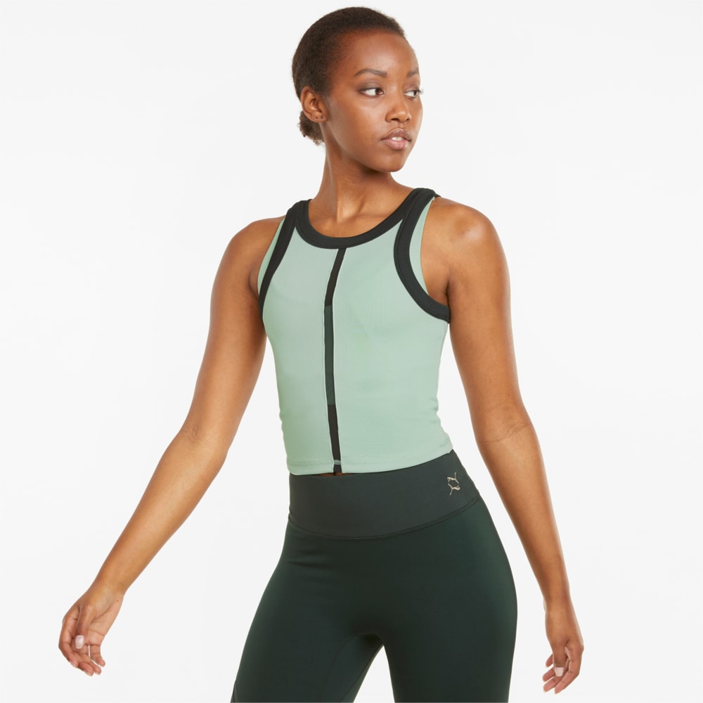 Изображение Puma Топ EXHALE Ribbed Women's Training Crop Top #1: Frosty Green