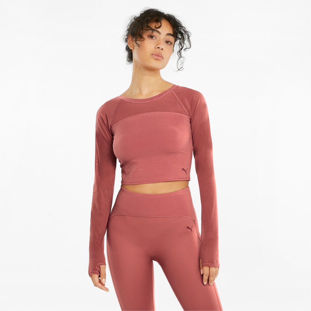 фото Топ studio ottoman power mesh long sleeve women's training crop top puma