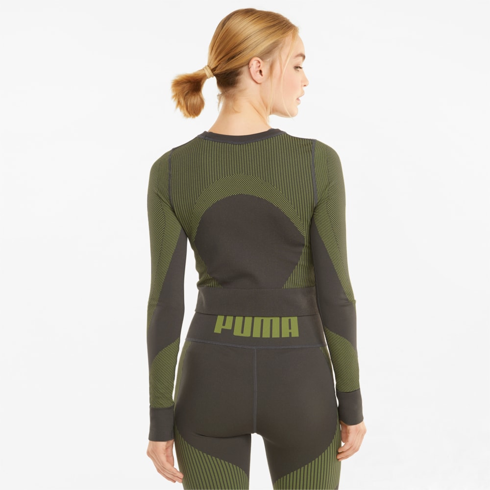 Зображення Puma Футболка з довгим рукавом Seamless Long Sleeve Fitted Women's Training Tee #2: Asphalt-Yellow Glow