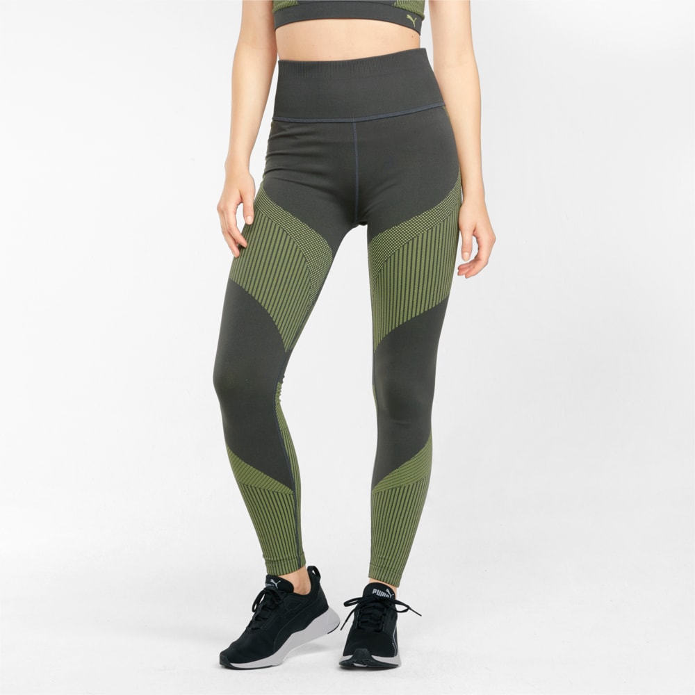 Зображення Puma Легінси Seamless High Waist 7/8 Women's Training Leggings #1: Asphalt-Yellow Glow