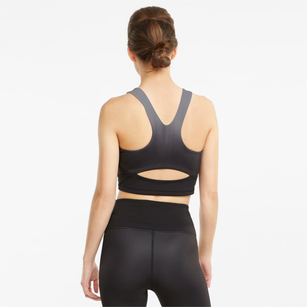 Изображение Puma Топ Studio Ombre Women's Racerback Training Crop Top #2: Puma Black-Asphalt-ombre print