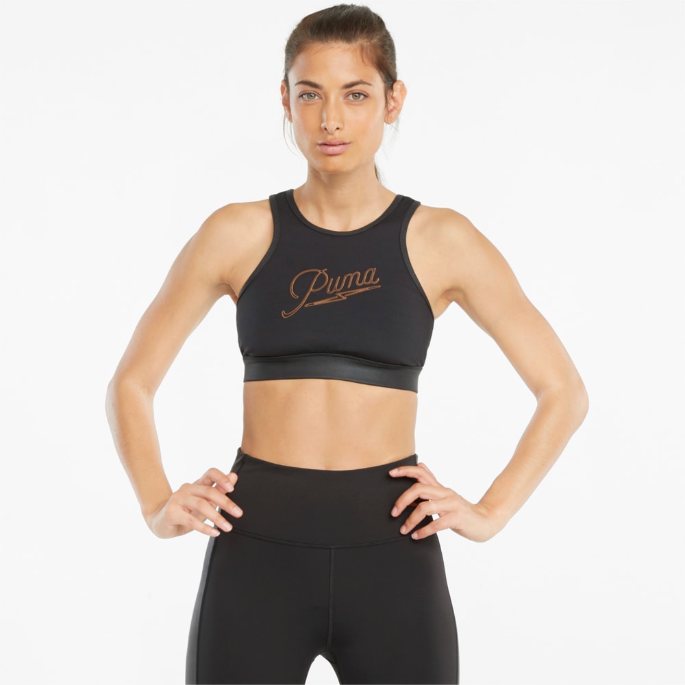 Изображение Puma Топ Moto Women's Training Bra Top #1: Puma Black-Motto Puma