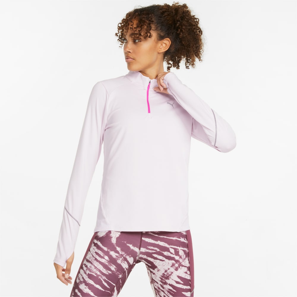 Imagen PUMA Camiseta de running de tejido de punto, mangas largas y cierre corto para mujer 5K #1