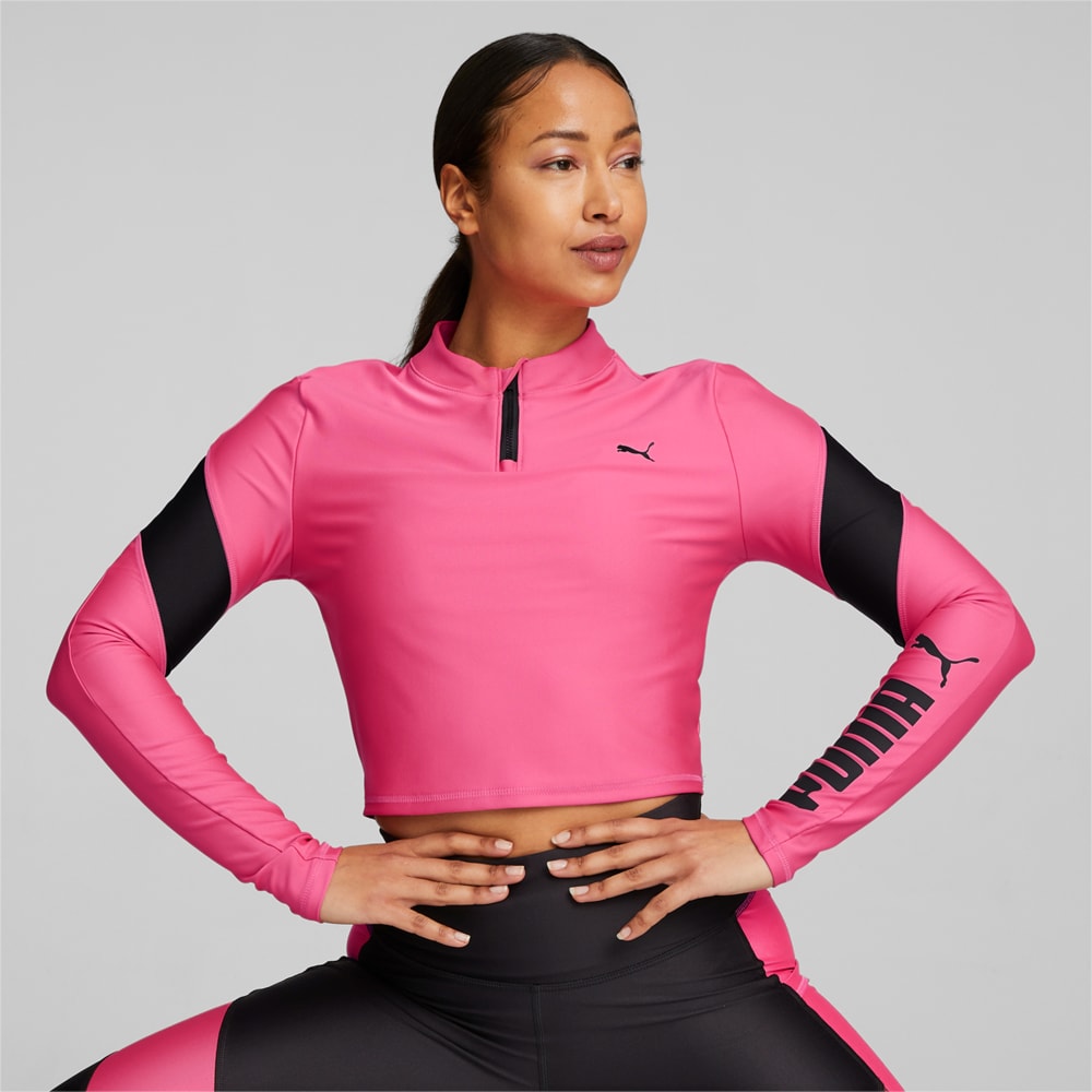 Зображення Puma Топ Fit EVERSCULPT Quarter-Zip Training Crop Top Women #1: Sunset Pink