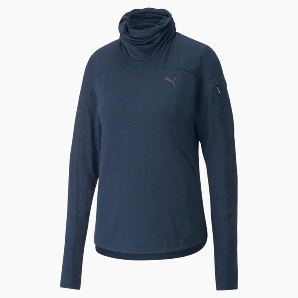 Изображение Puma Лонгслив Run CLOUDSPUN High Neck Long Sleeve Running Shirt Women #1: Marine Blue Heather