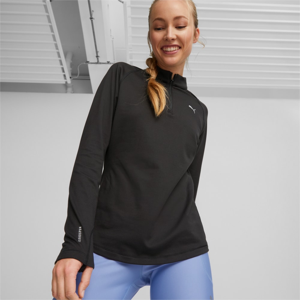 Зображення Puma Лонгслів Run CLOUDSPUN Half-Zip Top Women #1: Puma Black