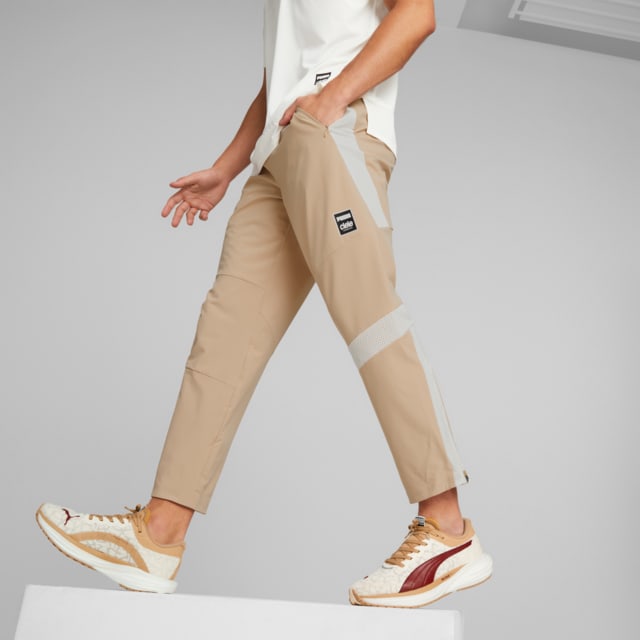 Puma Women's Fleece Pockets High-Waisted Logo Jogger Pants Tan Ivory Small  NWT