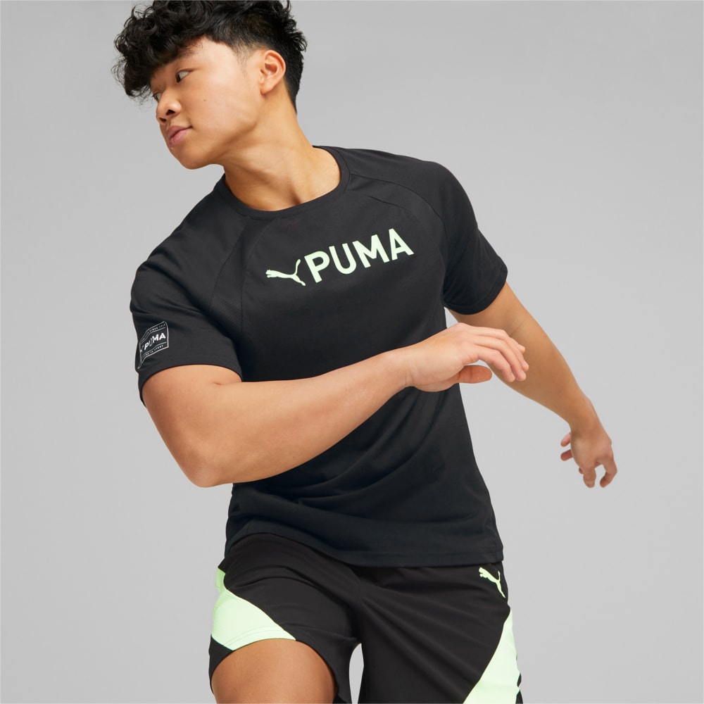 Изображение Puma Футболка PUMA Fit Ultrabreathe Triblend Training Tee Men #2: Puma Black-Fizzy Lime