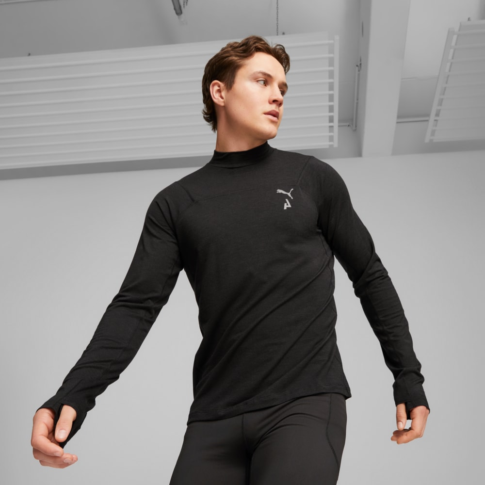 Polera negra manga larga hombre store