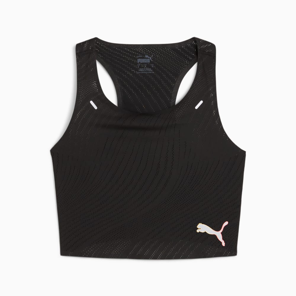 Изображение Puma Топ RUN ULTRASPUN Women's Running Crop Top #1: PUMA Black-Fireglow