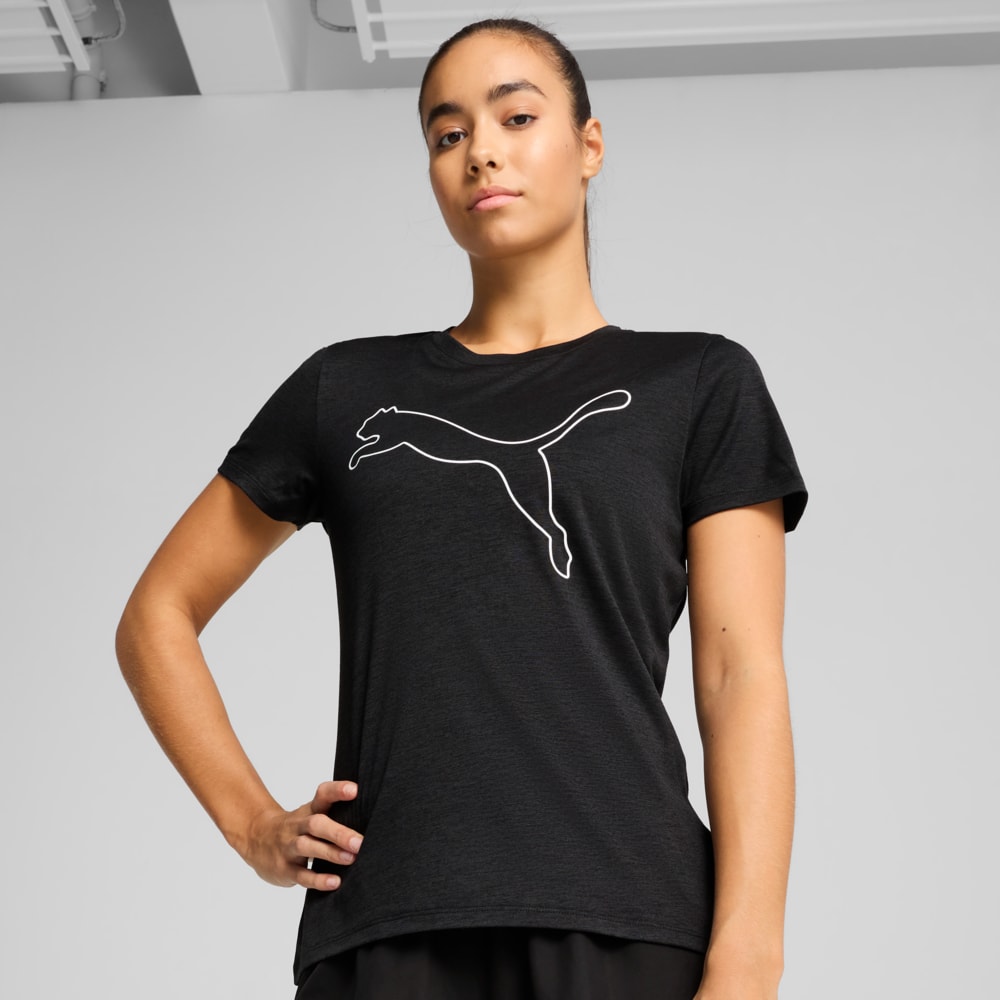 Изображение Puma Футболка TAD ESSENTIALS Heather Logo Tee Women #1: Puma Black Heather