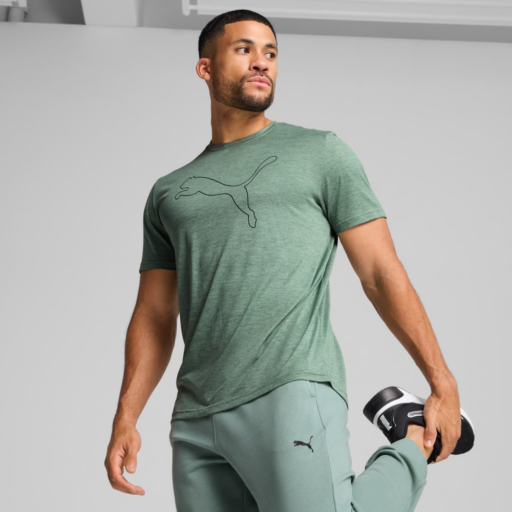 Изображение Puma Футболка TAD ESSENTIALS Heather Cat Tee Men #1: Green Moon Heather