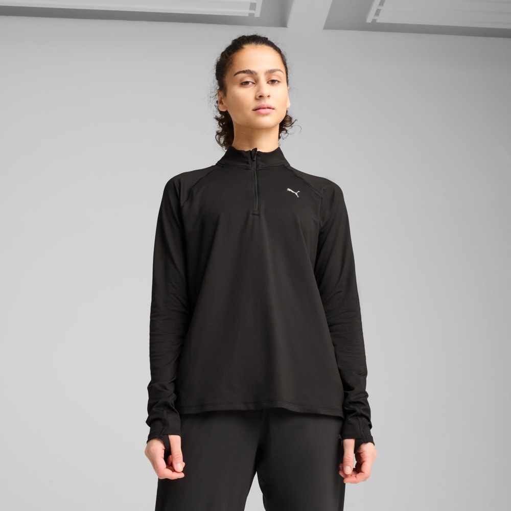 Изображение Puma Лонгслив RUN VELOCITY CLOUDSPUN 1/4 Zip Women #1: Puma Black