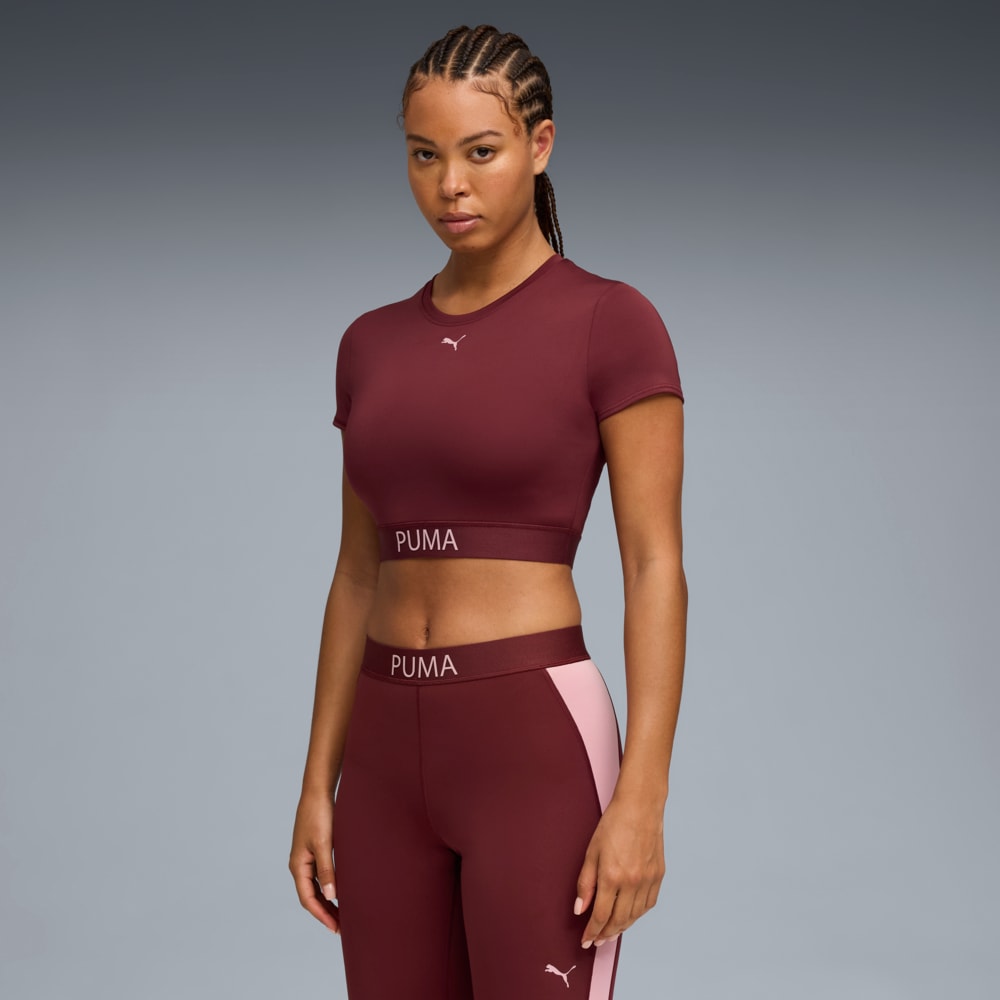 Изображение Puma Футболка PUMA STRONG Crop Tee Women #1: Ruby Shimmer