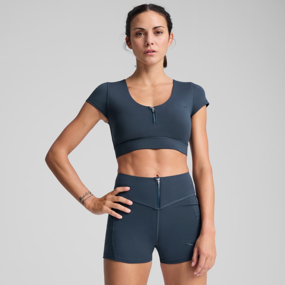 Изображение Puma Топ PUMA x PAMELA REIF Zip Crop Tee Women #1: Dark Night