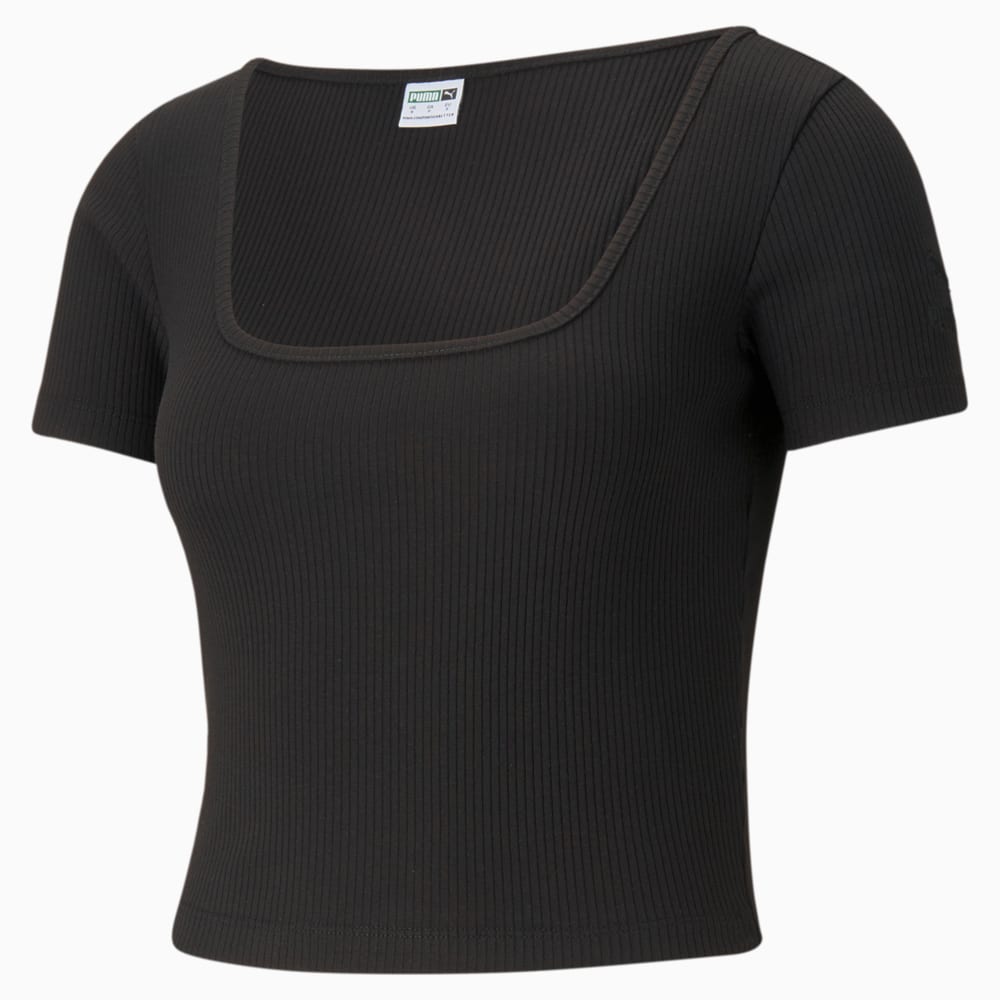 

PUMA - female - Футболка Classics Ribbed Fitted Women's Tee – Puma Black –, Черный