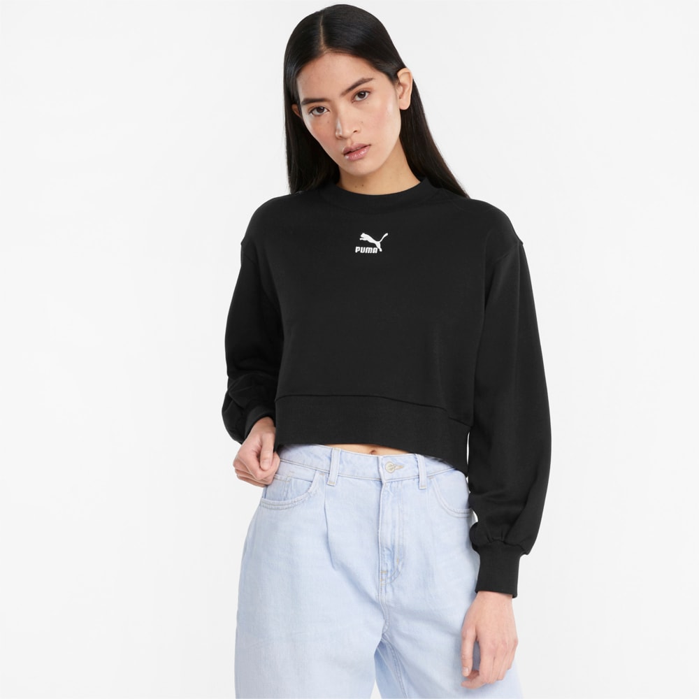 Зображення Puma Толстовка Classics Puff Sleeve Crew Neck Women's Sweatshirt #1: Puma Black