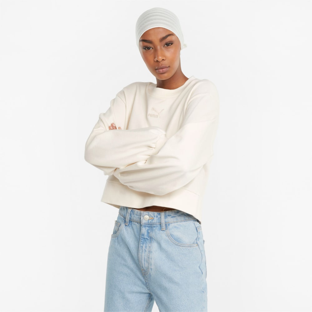Puff sleeve crewneck sweatshirt discount