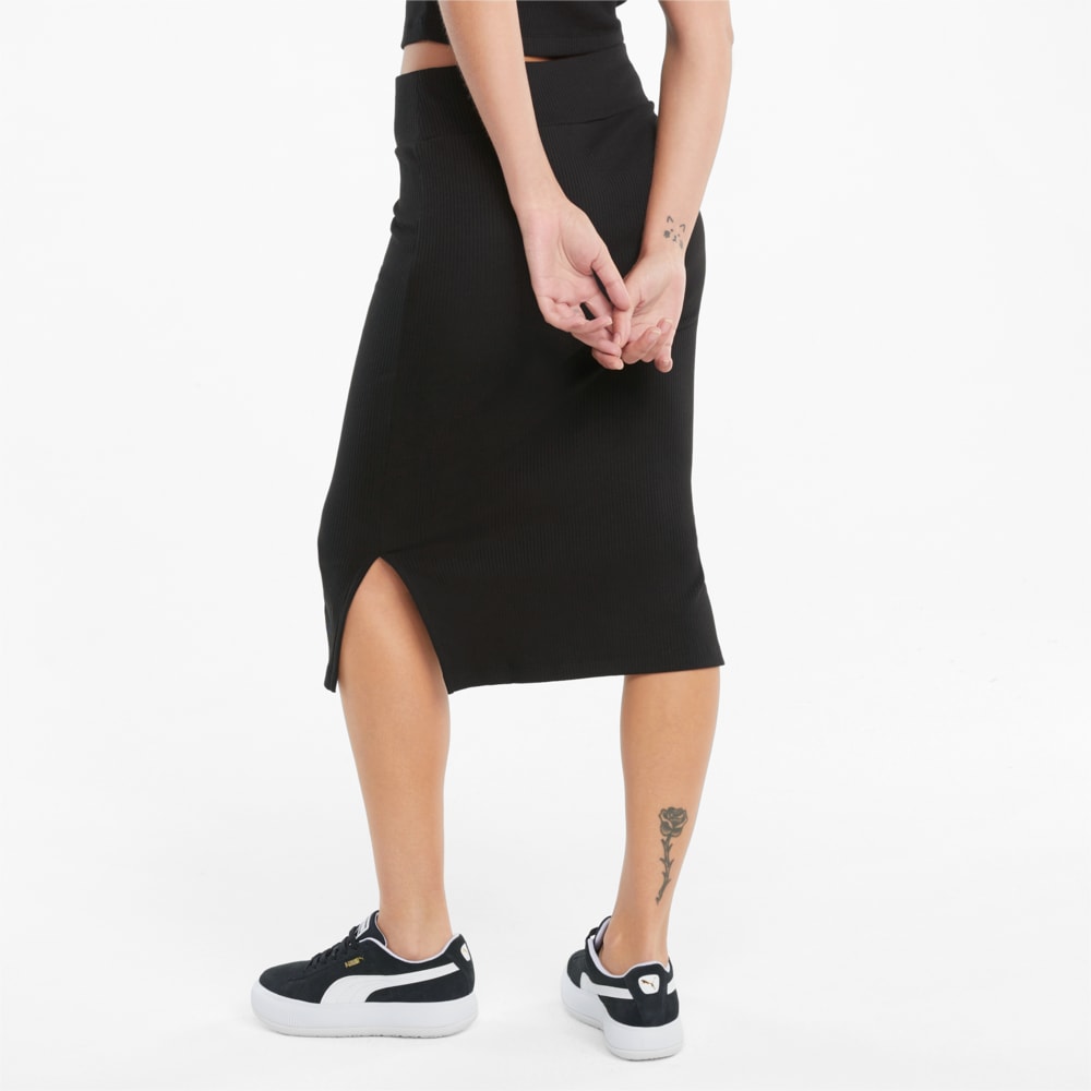 Изображение Puma Юбка Classics Ribbed Women's Midi Skirt #2: Puma Black