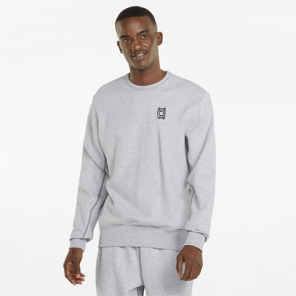 Изображение Puma Свитшот Pivot Crew EMB Men's Basketball Pullover #1: light gray heather