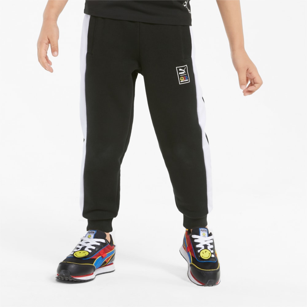 Изображение Puma Детские штаны PUMA x SMILEYWORLD T7 Kids' Track Pants #1: Puma Black