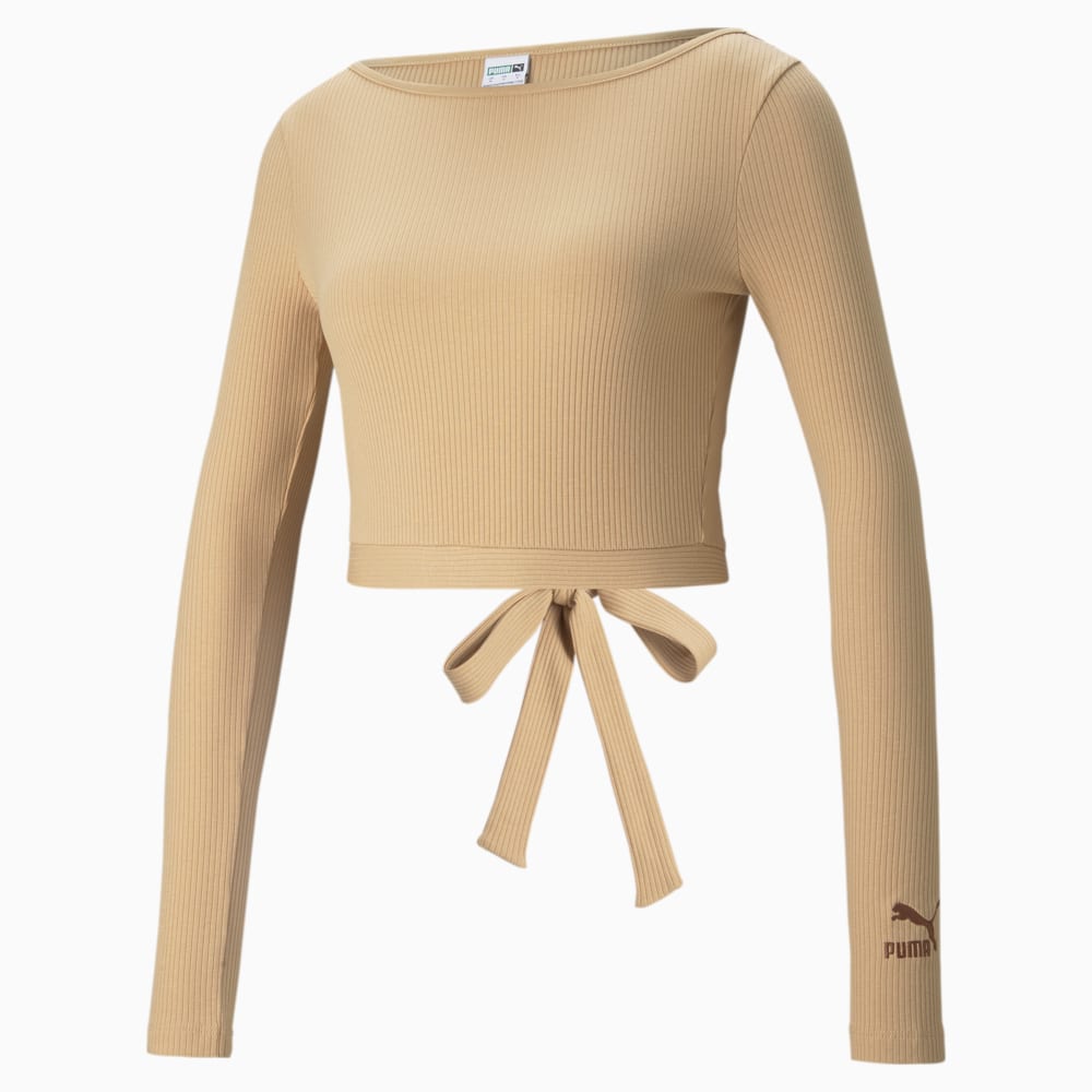 Зображення Puma Топ Classics Ribbed Long Sleeve Women's Top #1: Tan