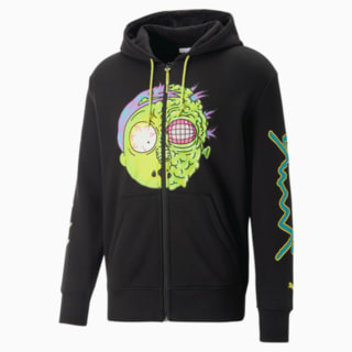 Görüntü Puma PUMA x RICK AND MORTY Tam Boy Fermuarlı Basketbol Kapüşonlu Erkek Sweatshirt