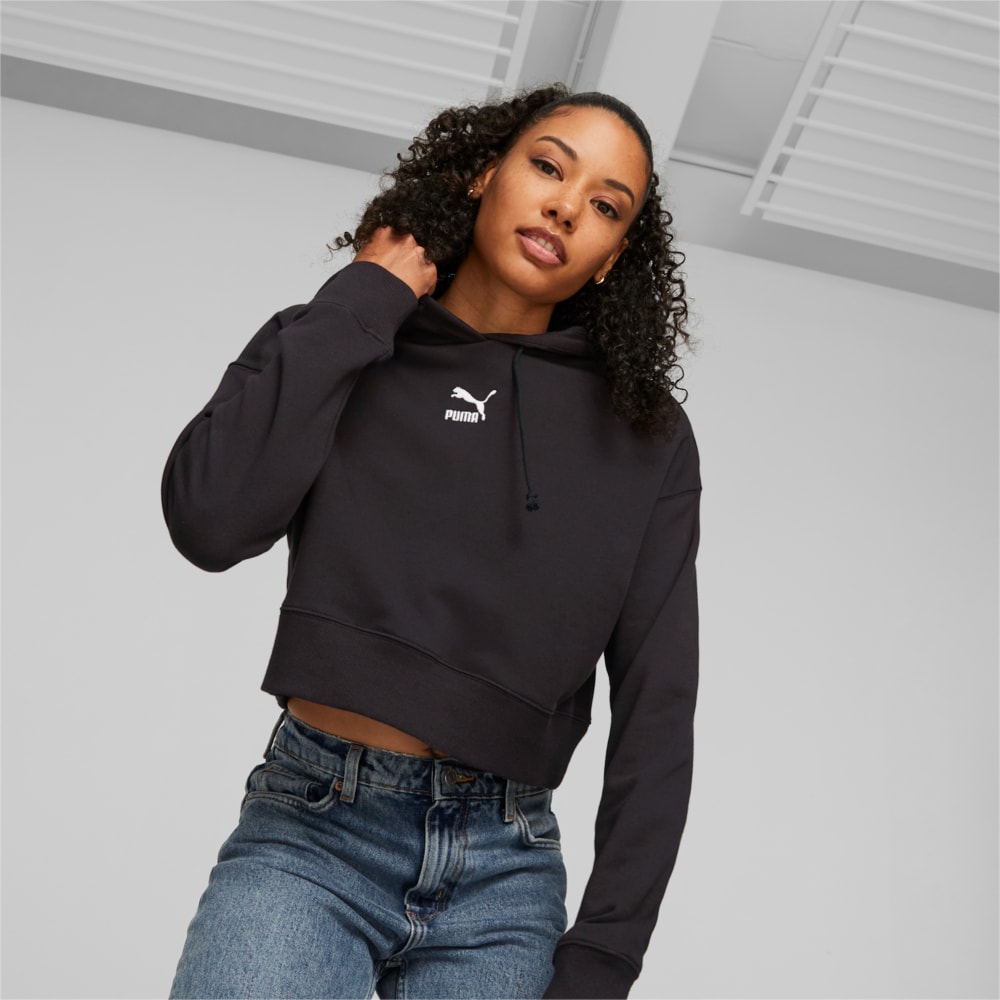 Изображение Puma Толстовка Classics Cropped Hoodie Women #1: Puma Black