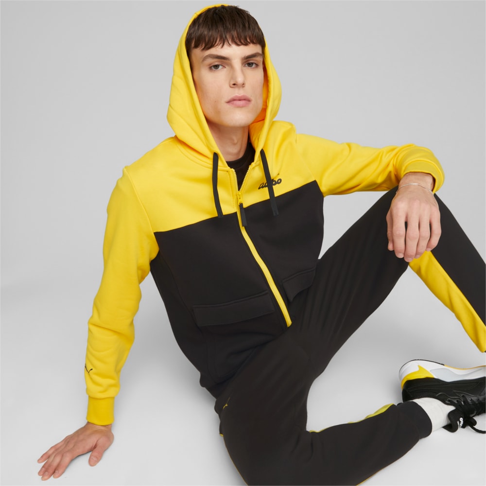 Изображение Puma Куртка Porsche Legacy Hooded Sweat Jacket Men #1: Puma Black-Lemon Chrome