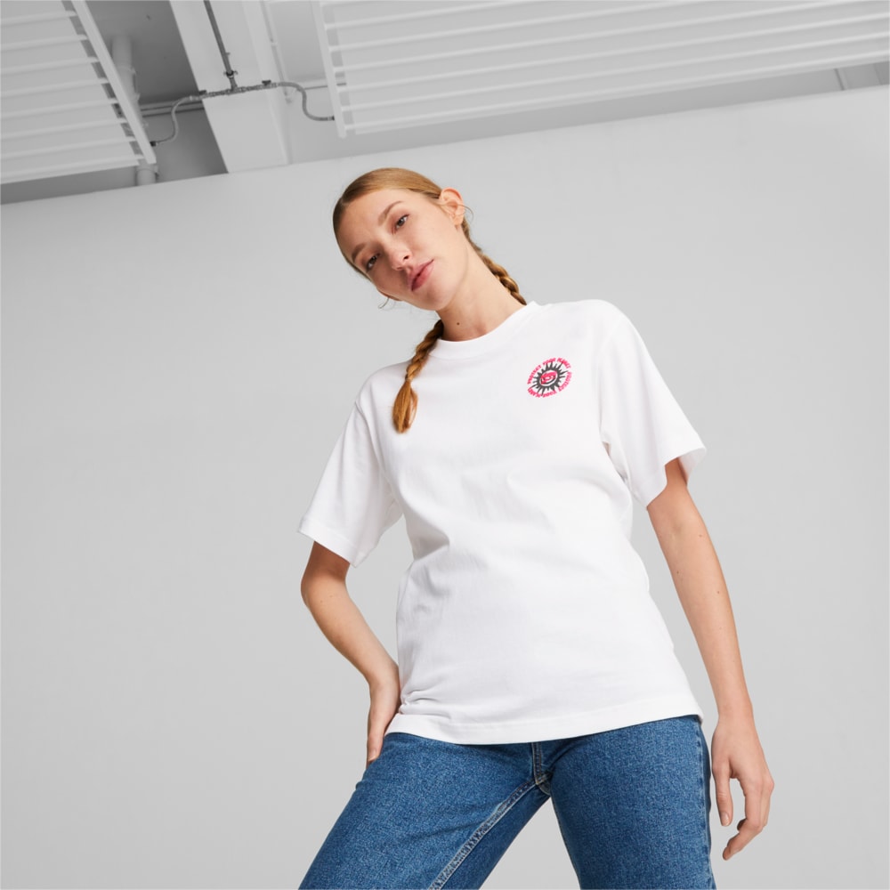 Изображение Puma Футболка Downtown Relaxed Graphic Tee Women #1: Puma White