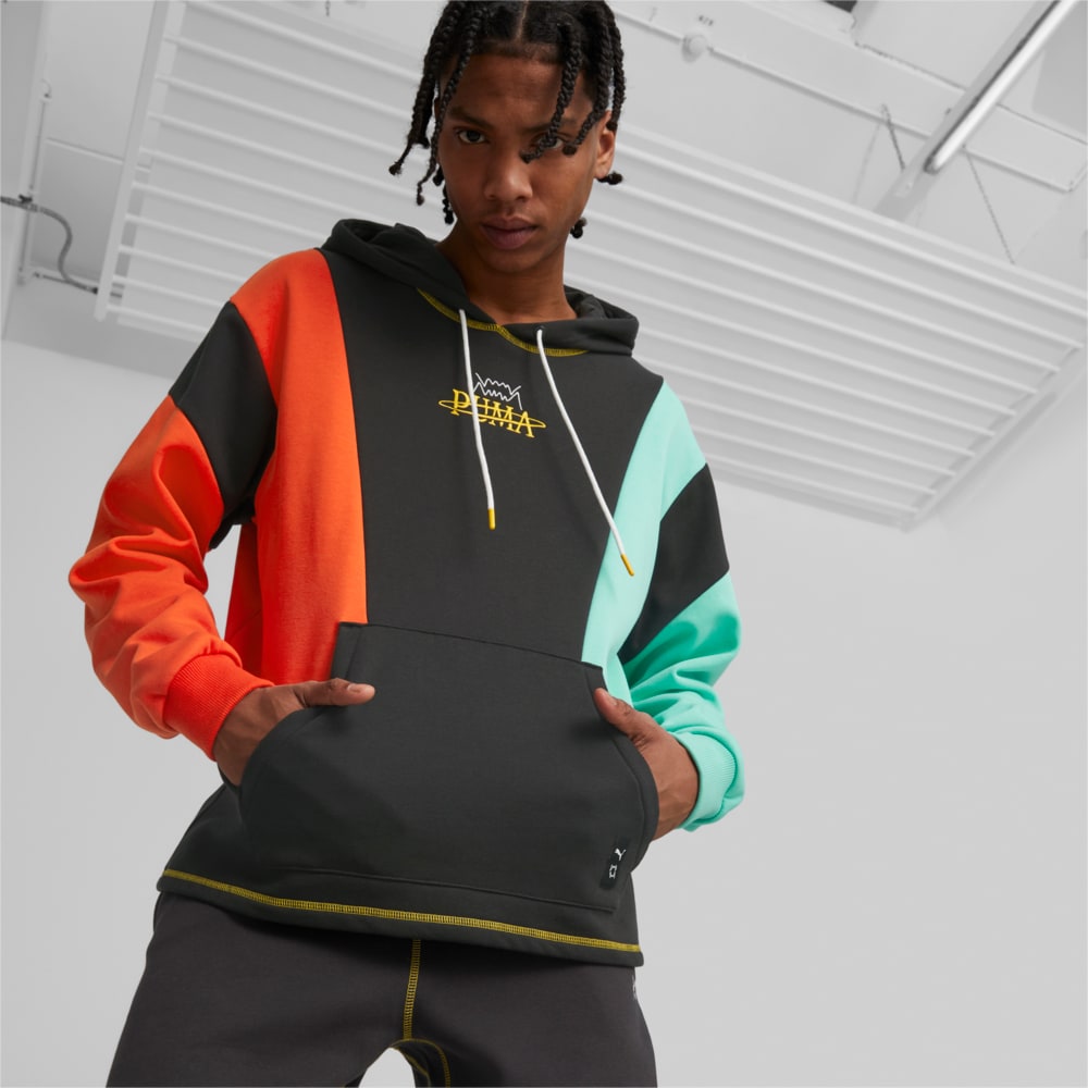 Изображение Puma Худи In the Paint Basketball Hoodie Men #1: PUMA Black-color block