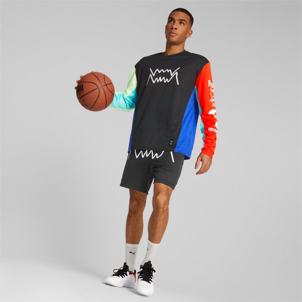 Изображение Puma Футболка Inside Cut Long Sleeve Basketball Tee Men #2: Puma Black