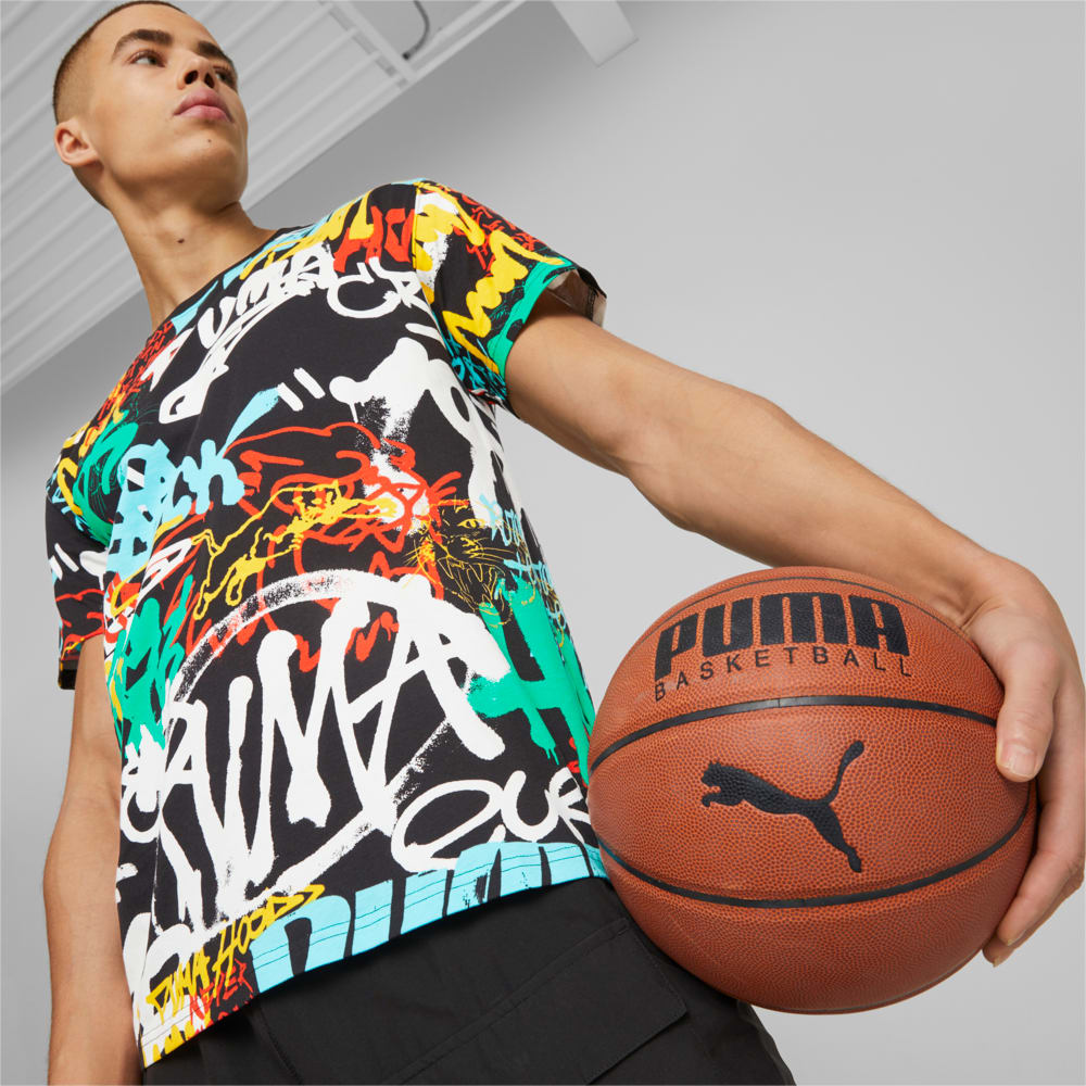 Изображение Puma Футболка Graffiti Basketball Tee Men #1: PUMA Black-Multi Print