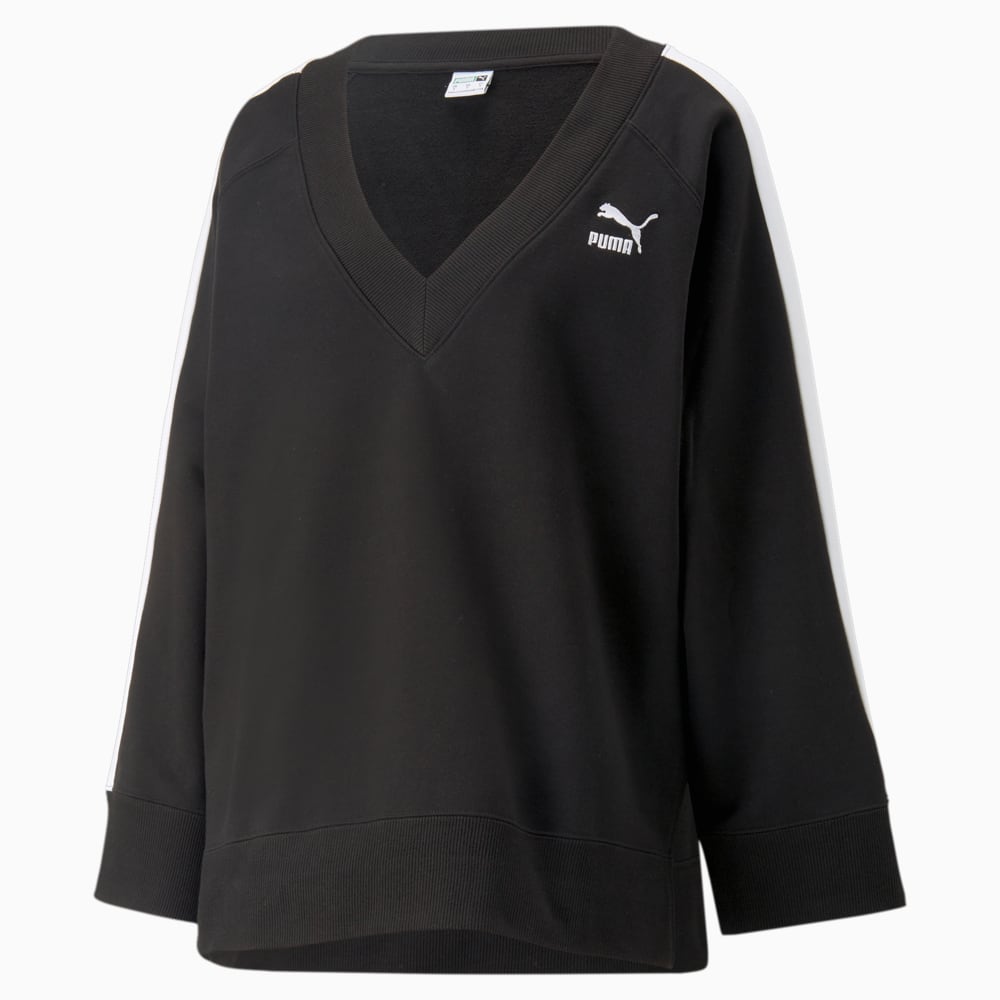 T7 V Neck Sweatshirt Women Puma Black Puma 539504 01