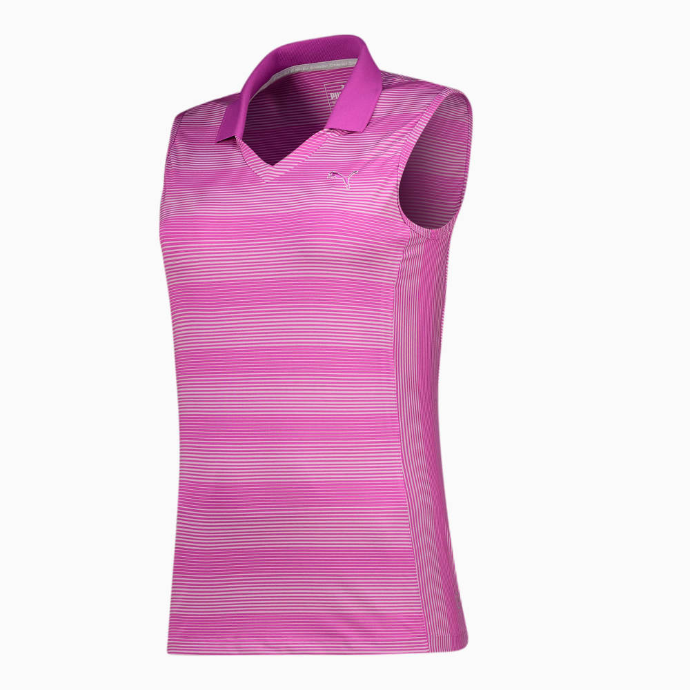 Image Puma Dense Stripe Sleeveless Golf Polo Shirt Women #1