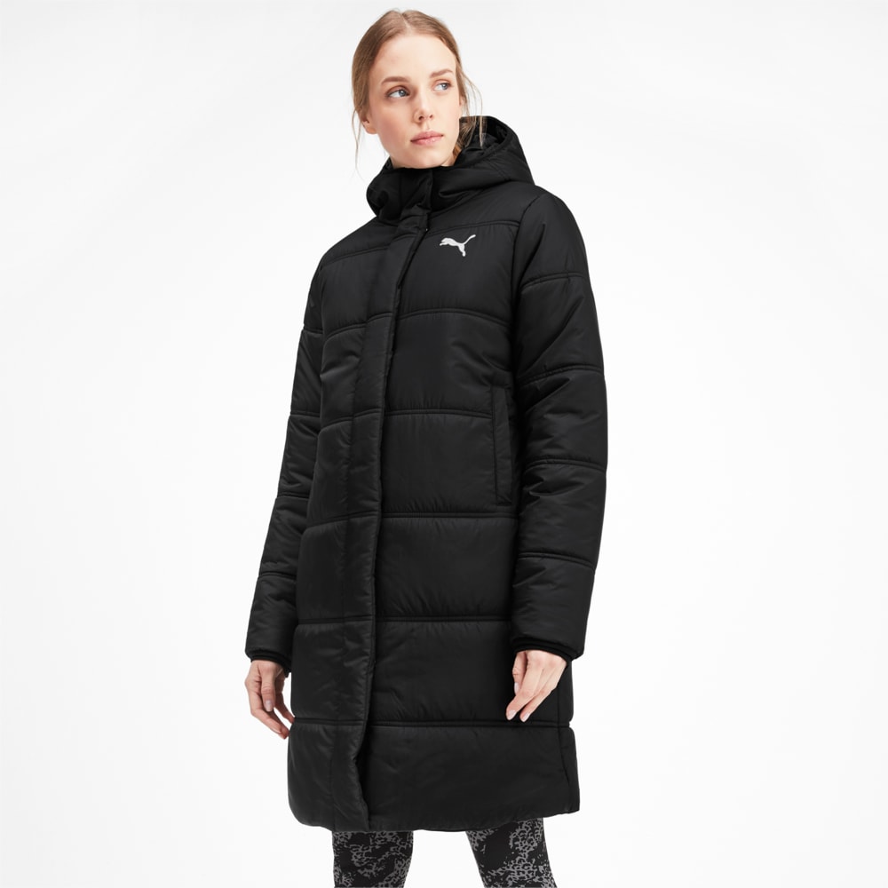 Puma essentials padded long black deals coat