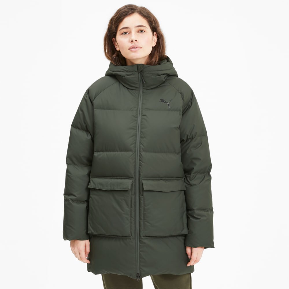 Down hooded long coat clearance