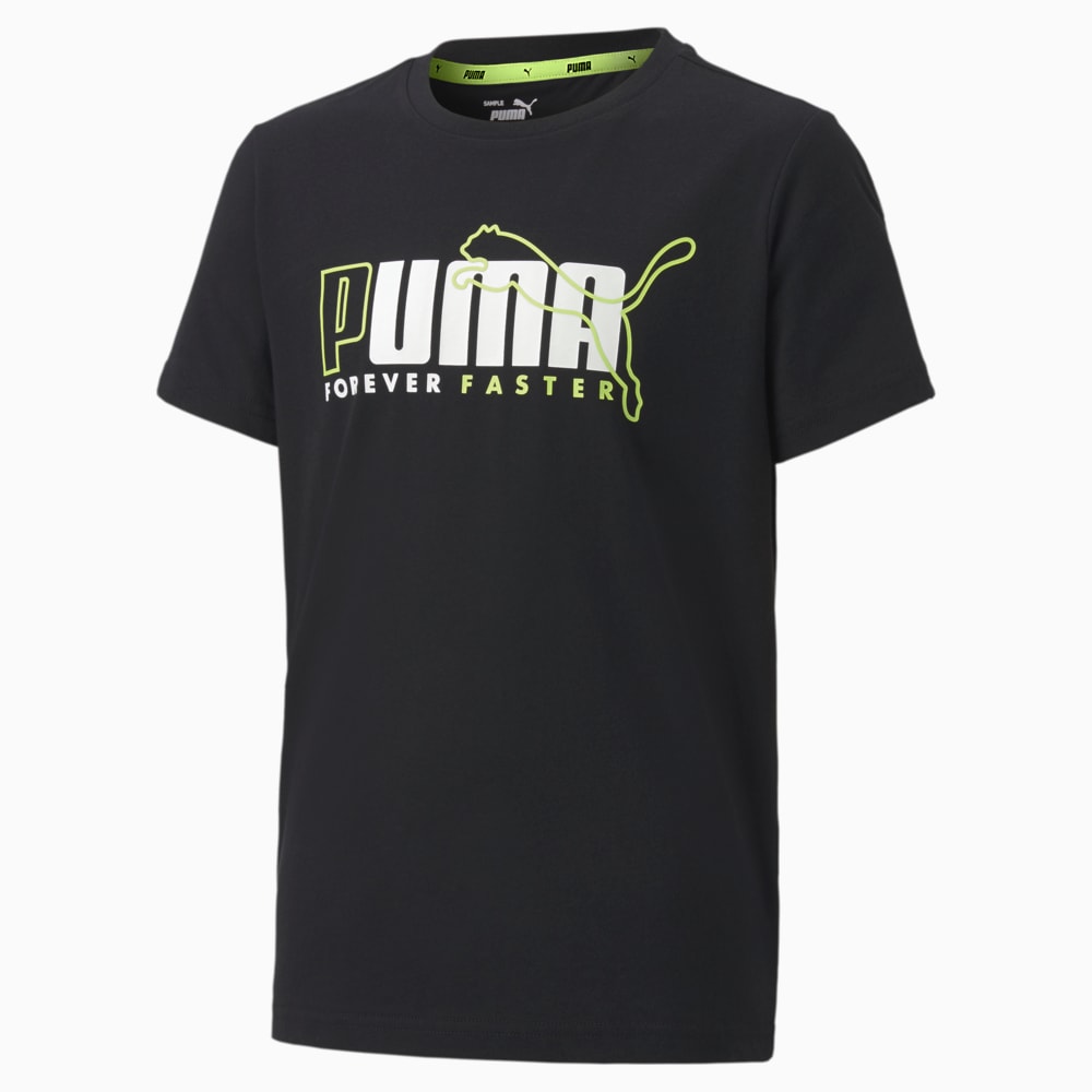 Зображення Puma Дитяча футболка Alpha Graphic Tee #1: Puma Black-Sharp Green