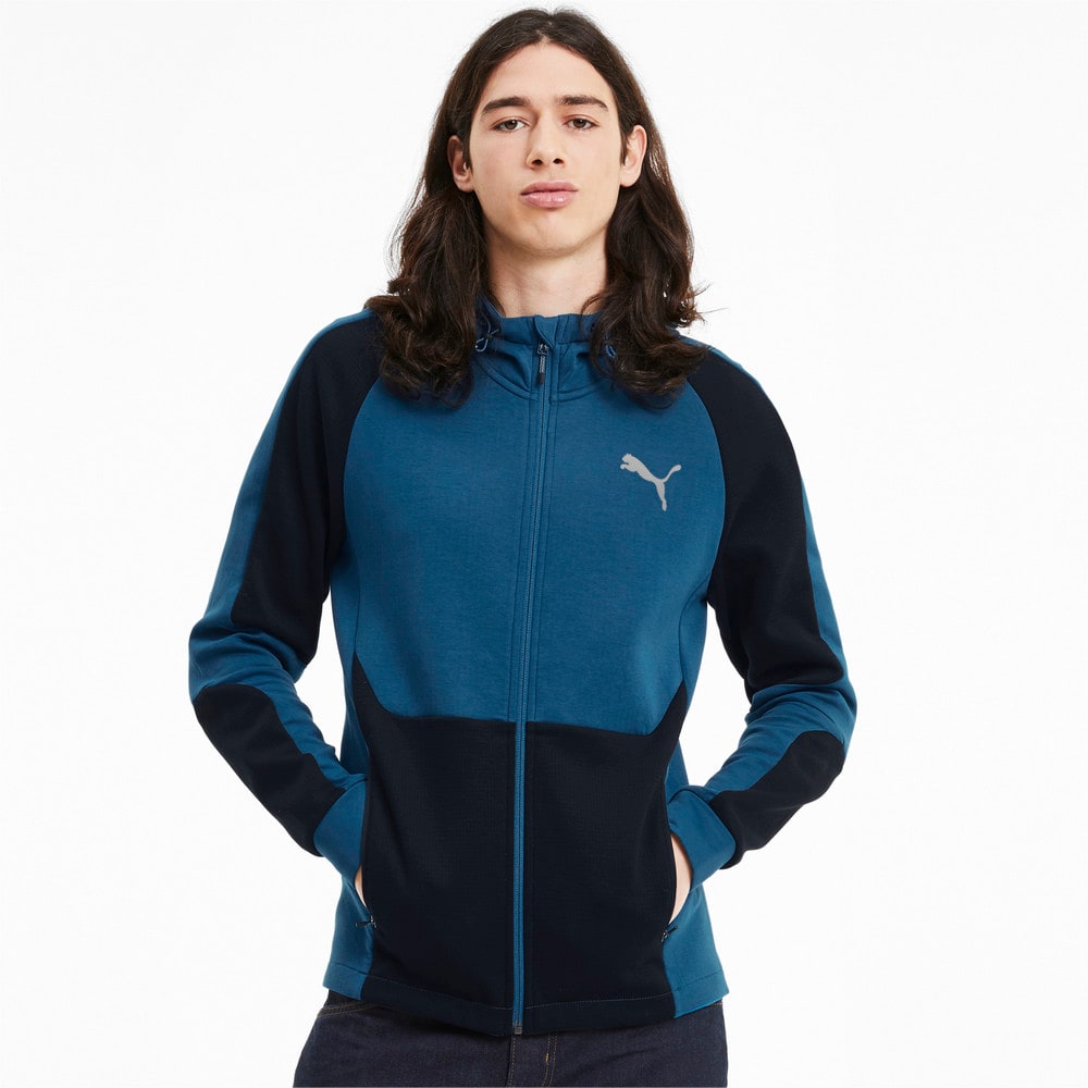 Evostripe Fermuarli Erkek Kapsonlu Sweatshirt Mavi Puma Puma Turkiye Resmi Alisveris Sitesi