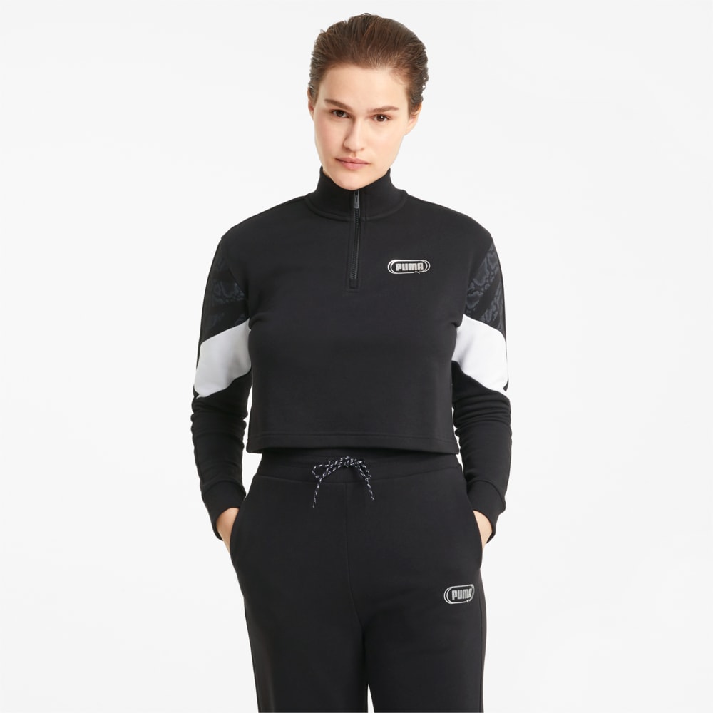 Зображення Puma Толстовка Rebel Half-Zip Crew Neck Women's Sweater #1: Puma Black-Untamed