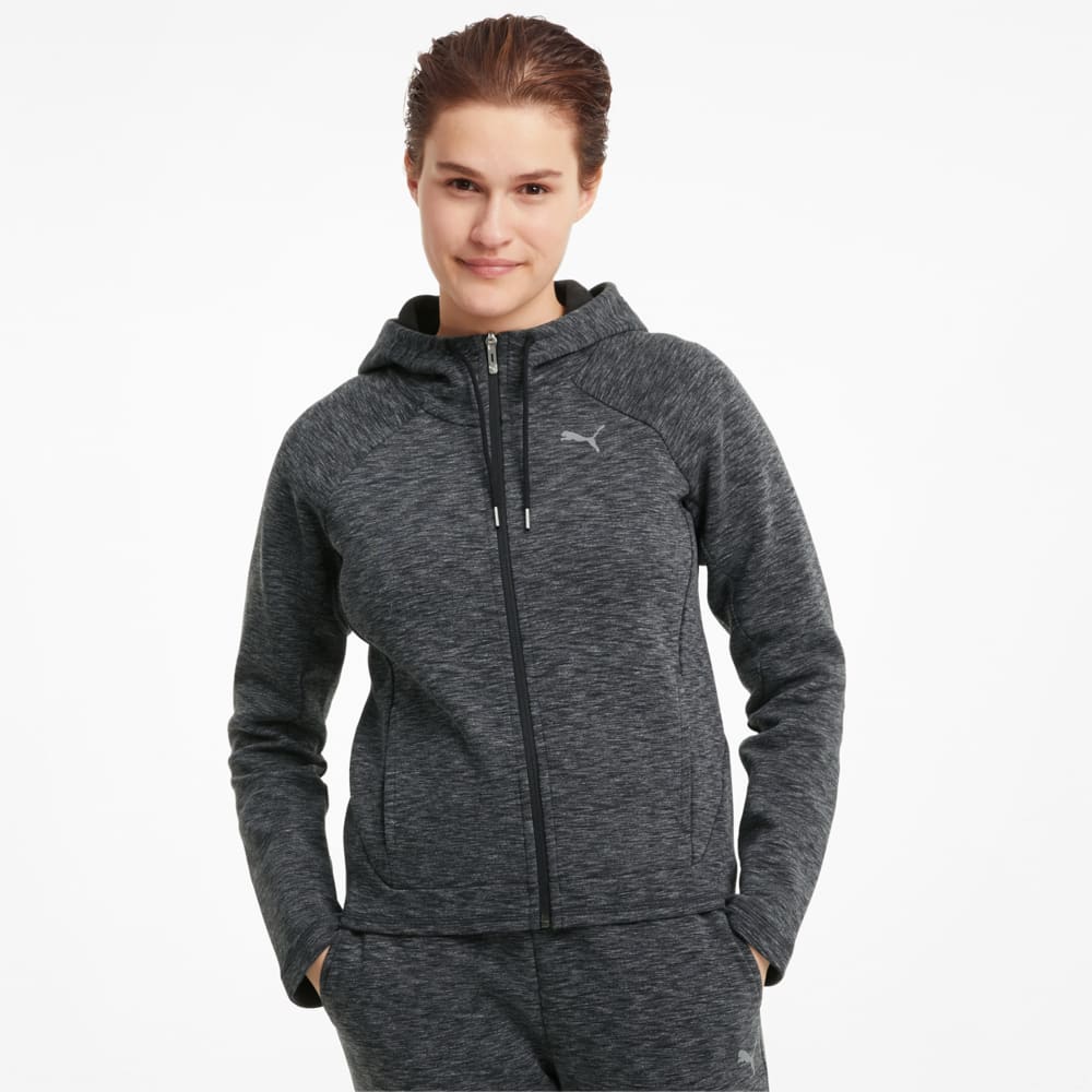 Изображение Puma Толстовка Evostripe Full-Zip Women's Hoodie #1: Puma Black-heather