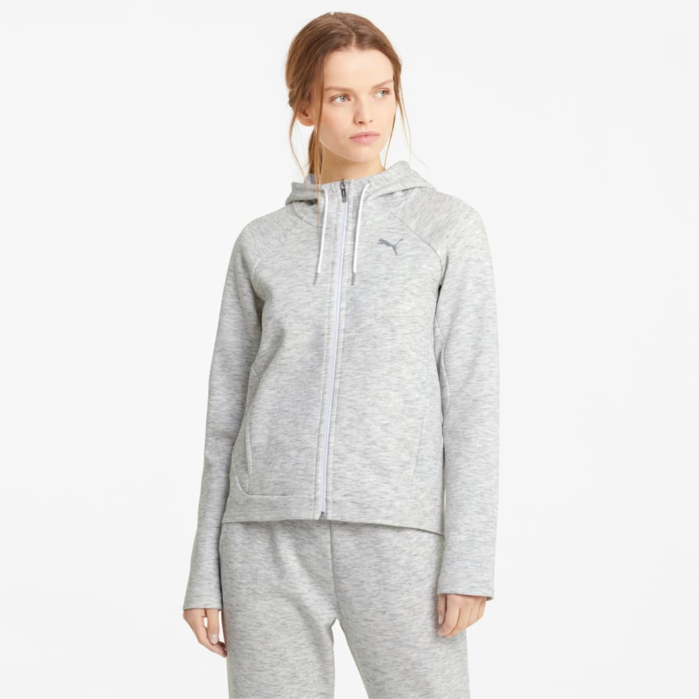 Изображение Puma Толстовка Evostripe Full-Zip Women's Hoodie #1: Puma White-Heather