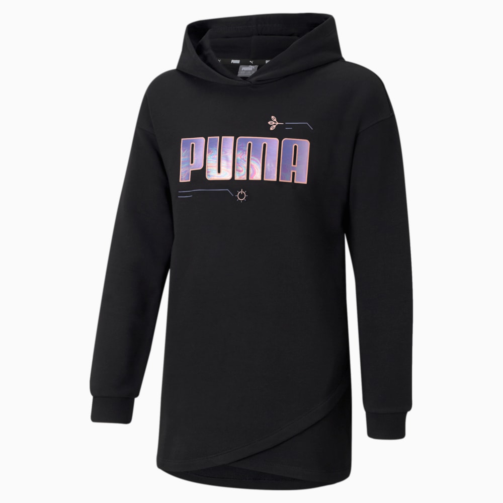 Изображение Puma Детская толстовка Alpha Elongated Youth Hoodie #1: Puma Black