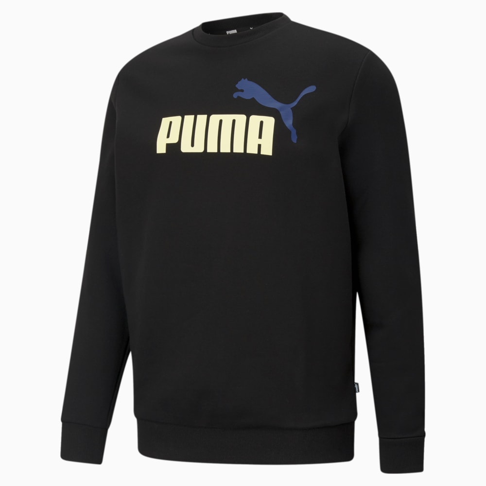 Изображение Puma Толстовка Essentials+ Two-Tone Big Logo Crew Neck Men's Sweater #1: Puma Black