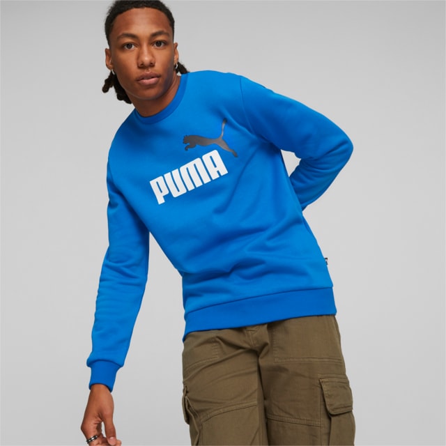 Imagen PUMA Polerón de cuello redondo y logotipo grande bicolor para hombre Essentials+